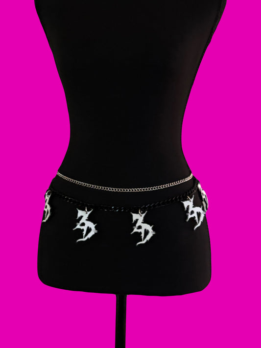 Custom Black and White acrylic chain belt