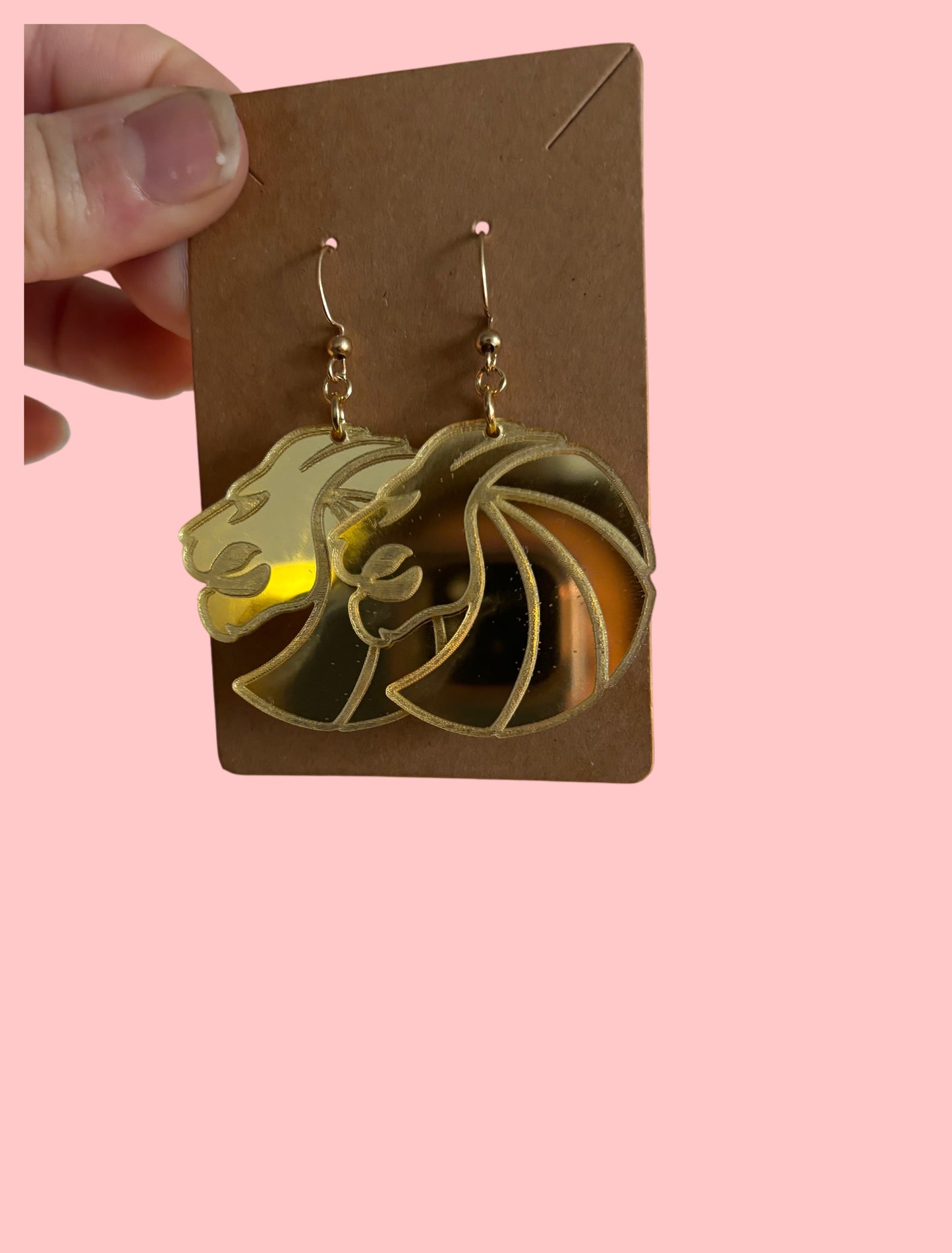 Customizable gold mirror artist inspired acrylic earrings