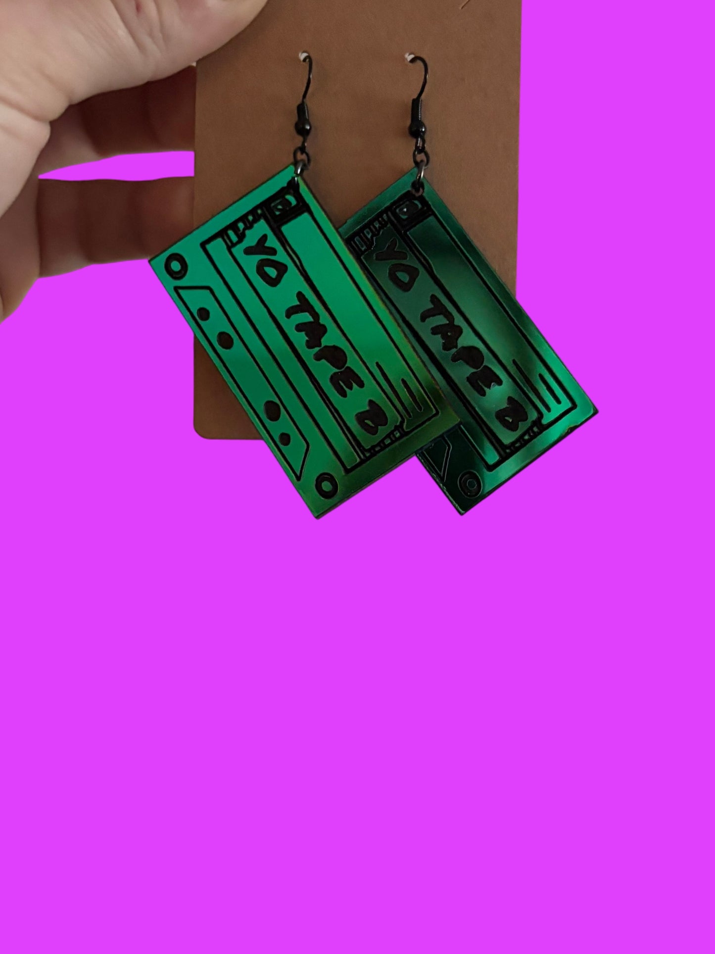 Customizable teal/pine/blue holographic acrylic earrings