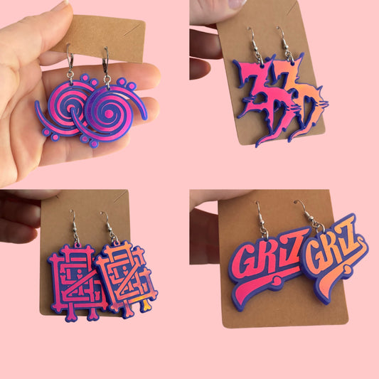 Customizable violet holographic artist inspired acrylic earrings