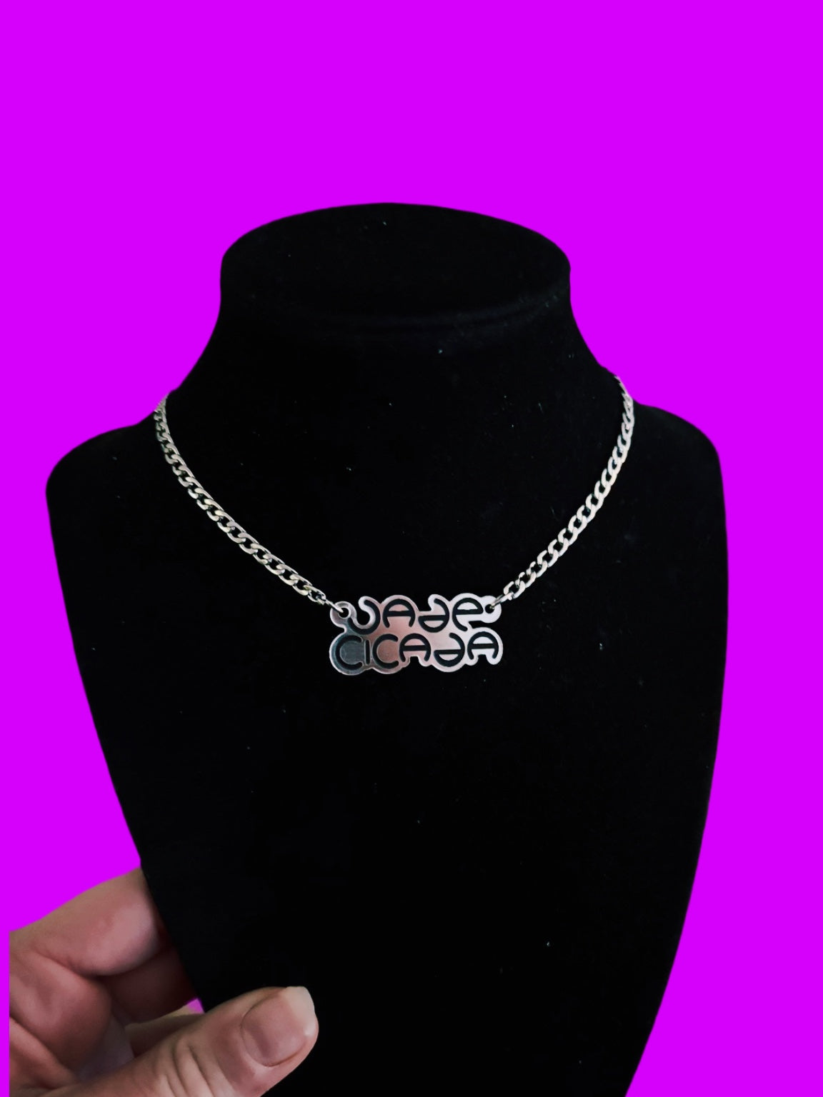 Customizable stainless steel (silver/gold) thin chain name necklace