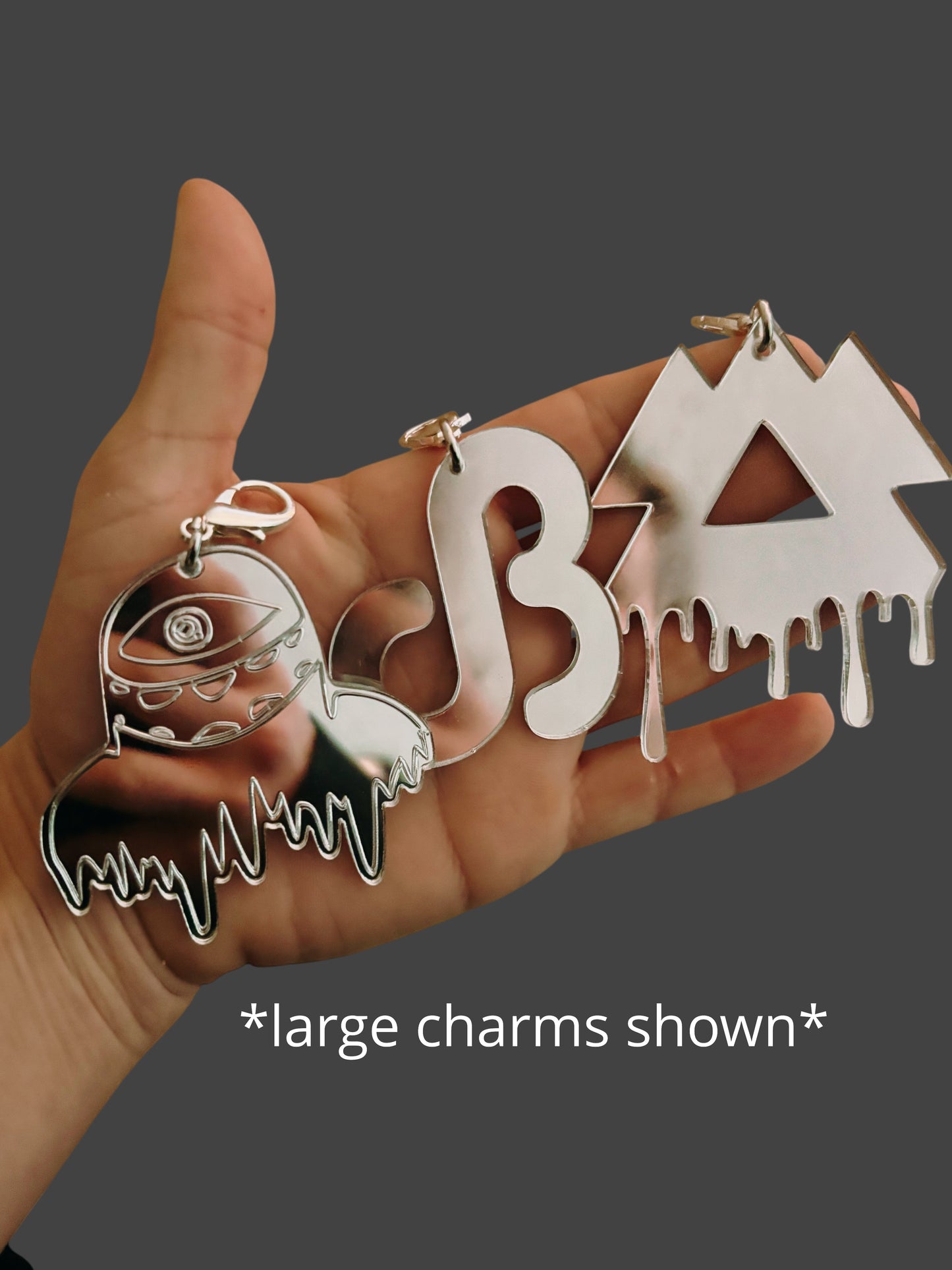 Customizable mirror acrylic clip on charms