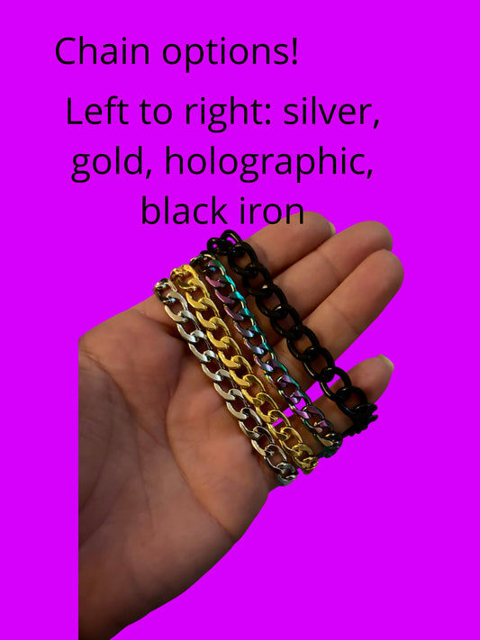 Custom stainless steel studded chain link earrings-3D printed charms