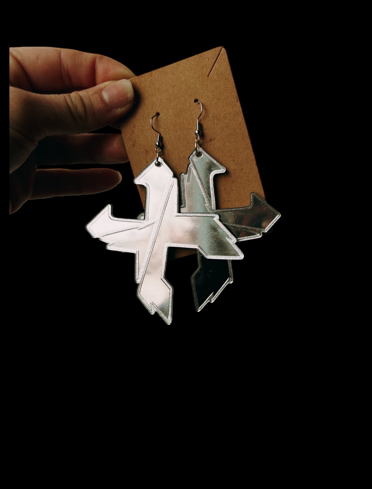 Customizable silver mirror artist inspired acrylic earrings