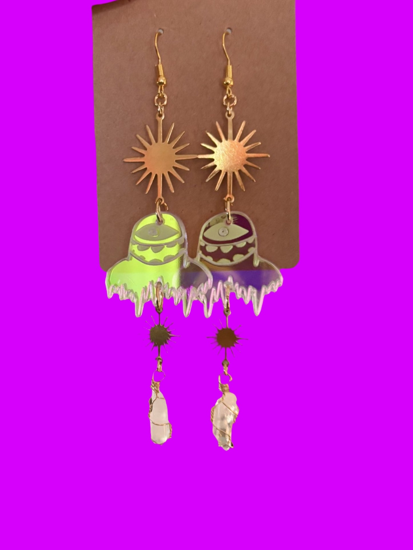 Custom acrylic sparkle crystal dangle artist earrings