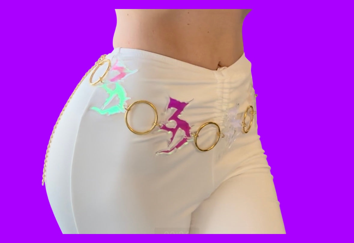 Customizable iridescent acrylic metal ring belt