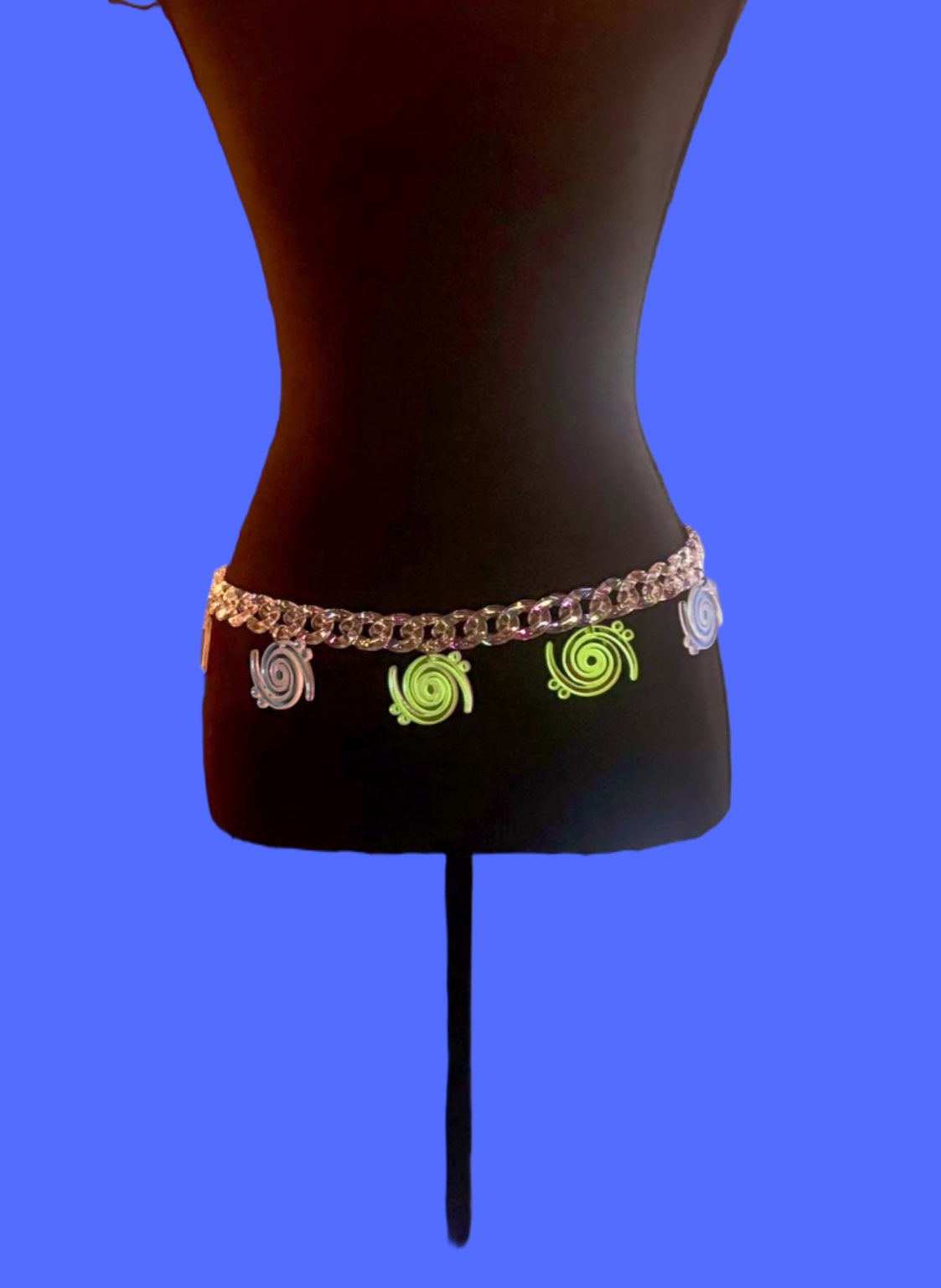 customizable iridescent acrylic chunky chain belt