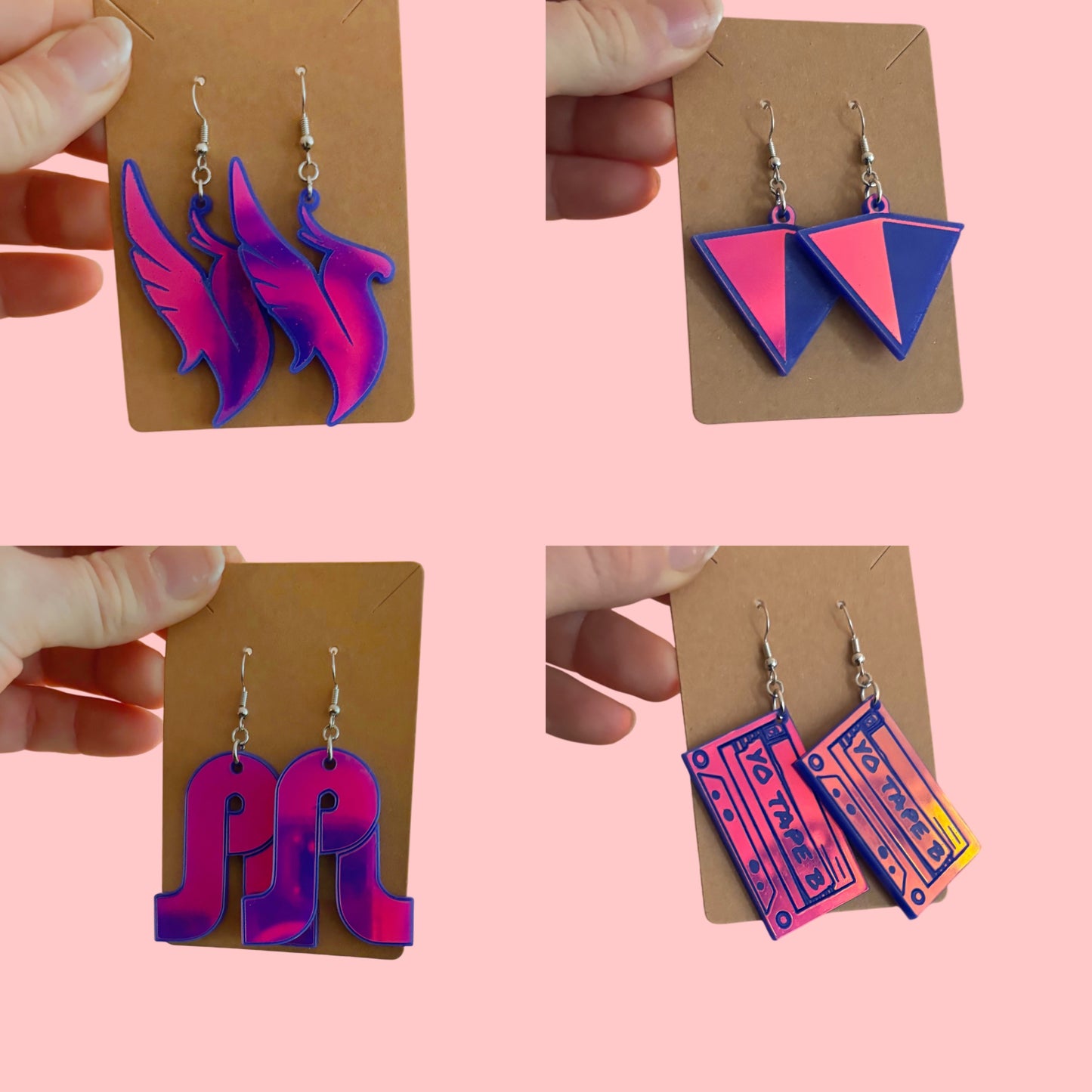 Customizable violet holographic artist inspired acrylic earrings