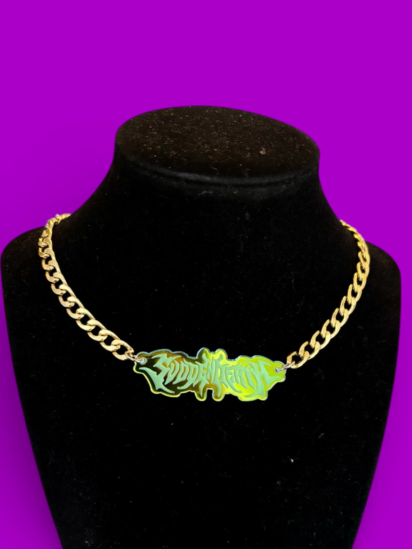Custom chunky stainless steel & acrylic nameplate necklace