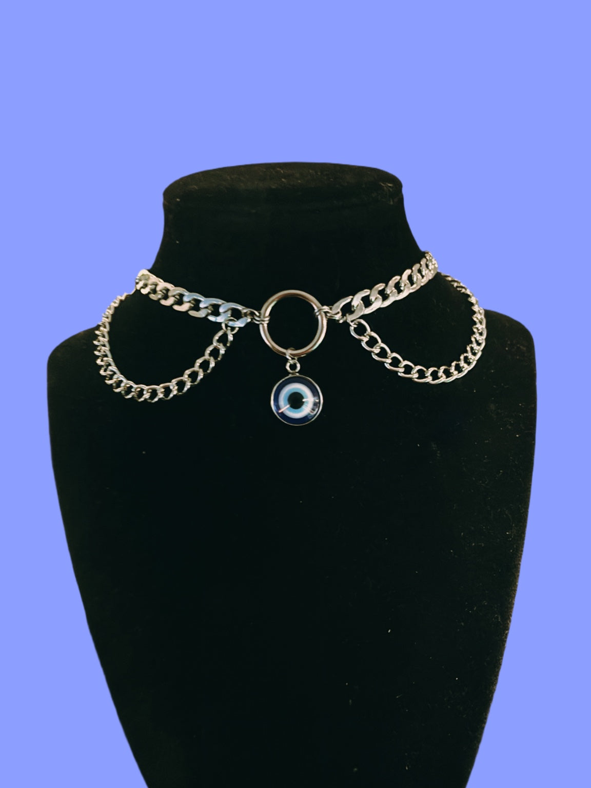 Stainless steel evil eye choker