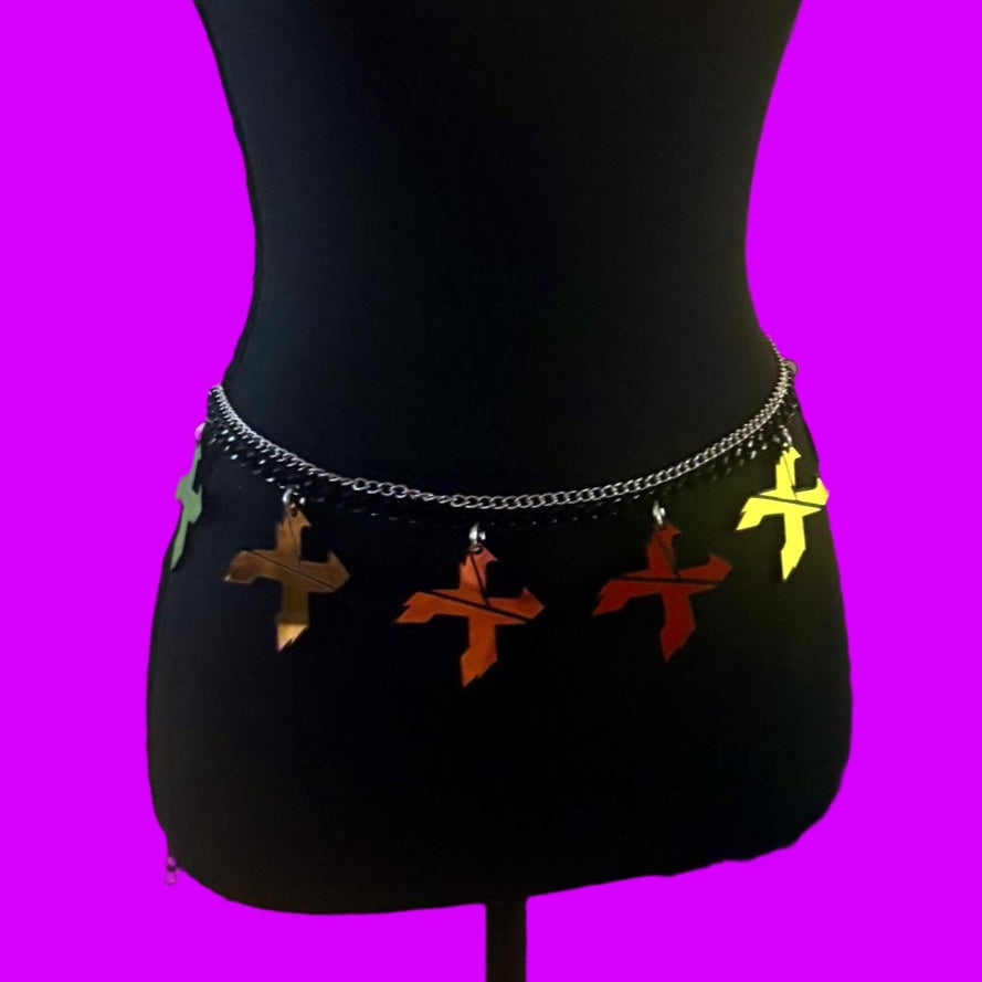 Custom midnight holographic chain belt
