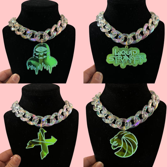 Customizable artist inspired iridescent thick chain choker