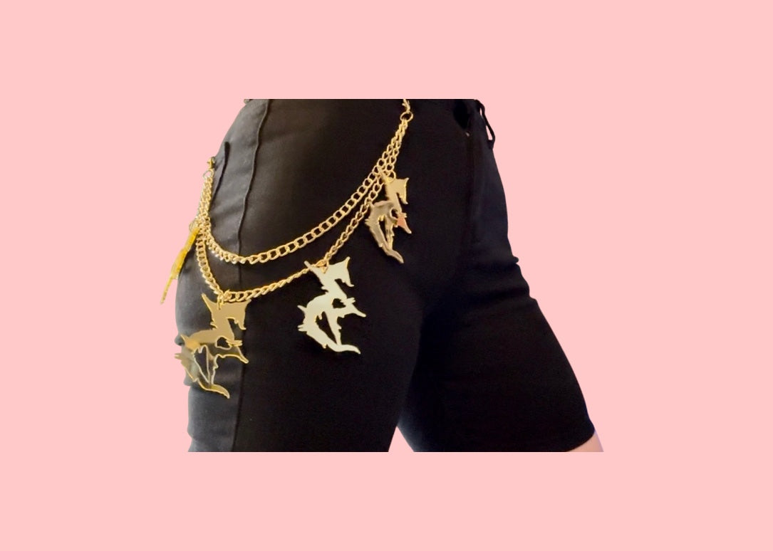 ZD inspired silver or gold mirror stainless steel belt loop chain