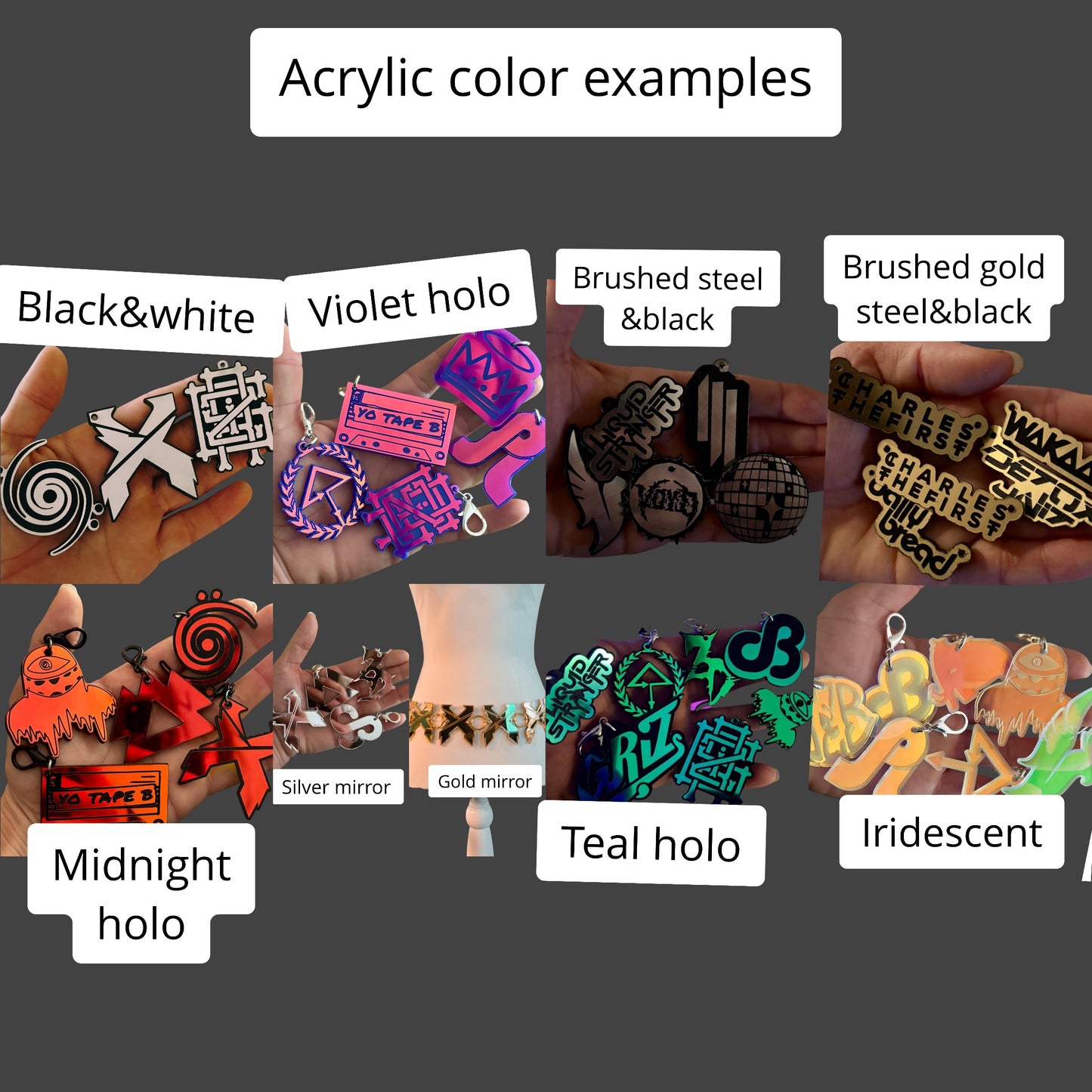 Customizable acrylic flowstar charms