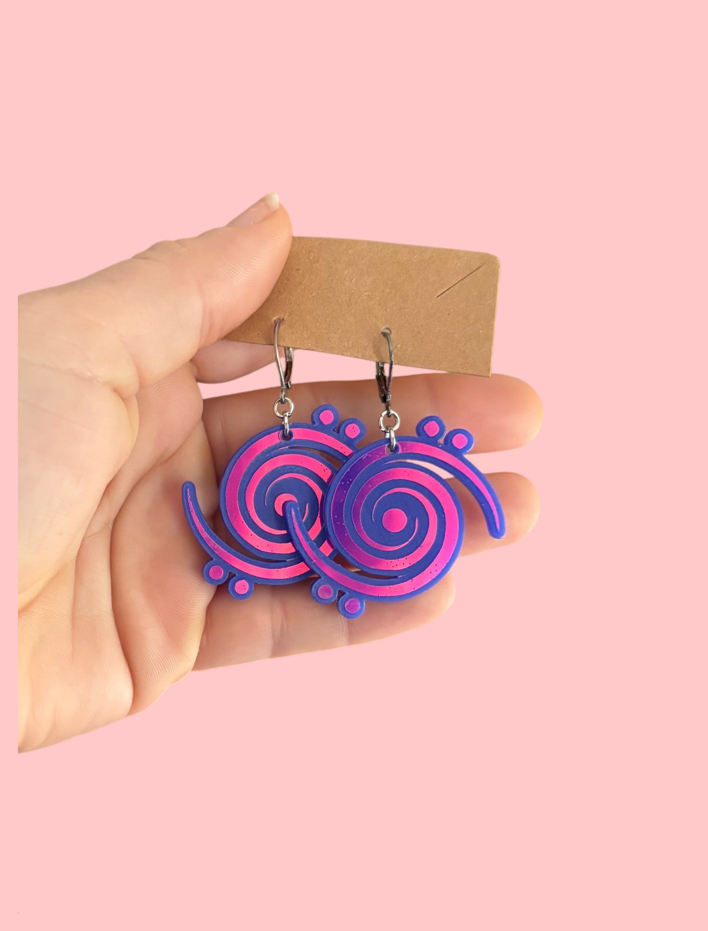Customizable violet holographic artist inspired acrylic earrings
