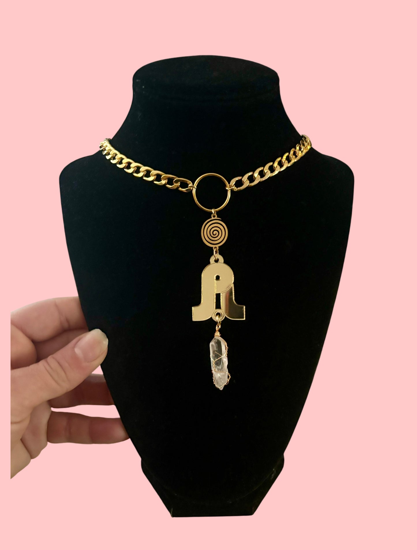 Pretty lights inspired steel swirl crystal choker