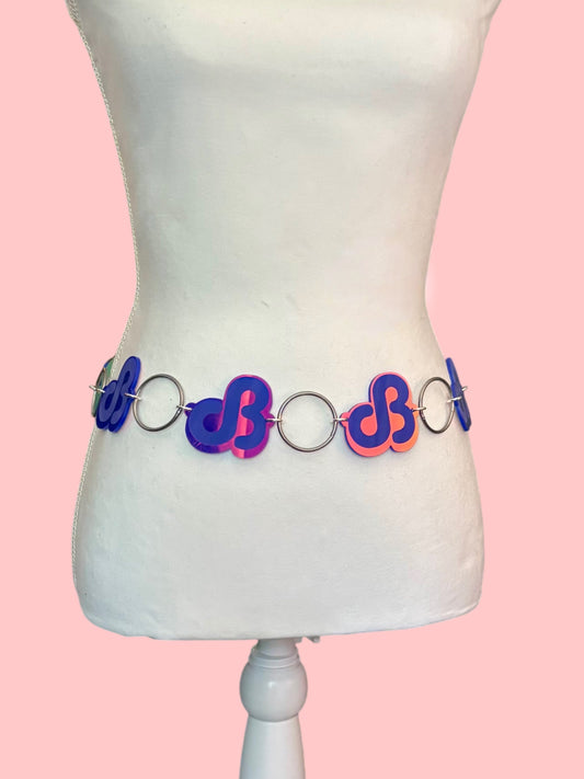 Customizable violet holographic metal ring belt