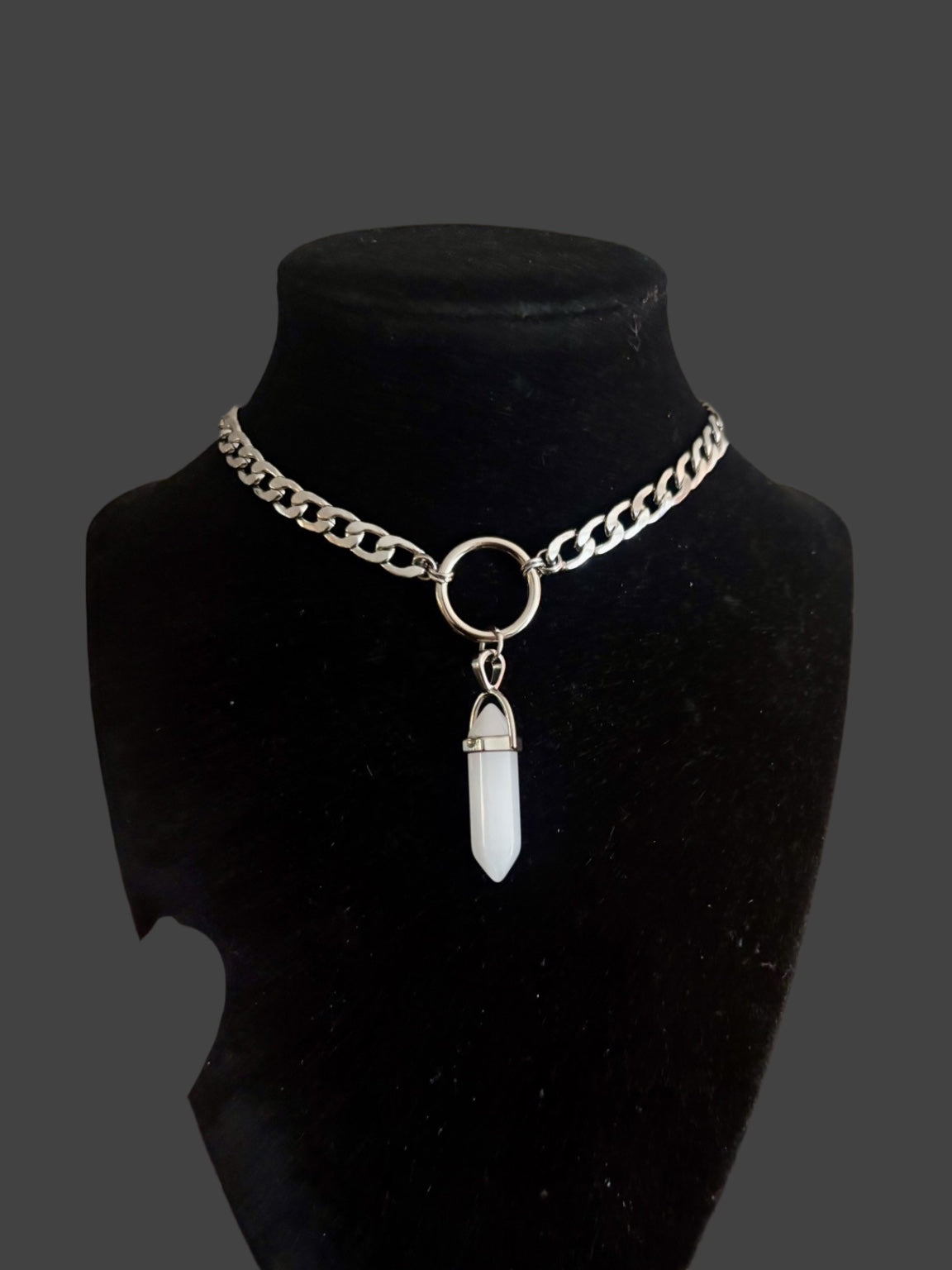 Stainless steel silver crystal chokers