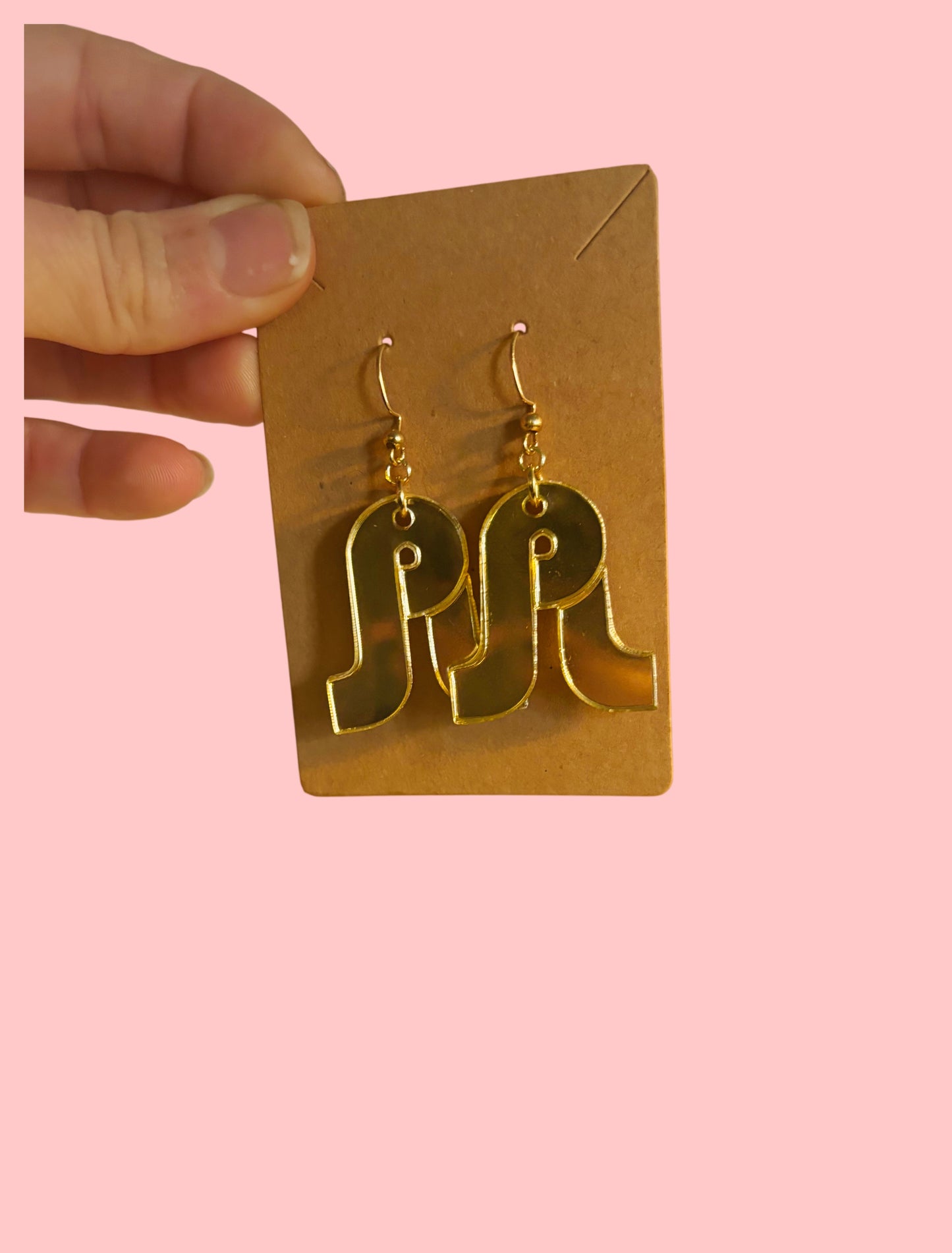 Customizable gold mirror artist inspired acrylic earrings