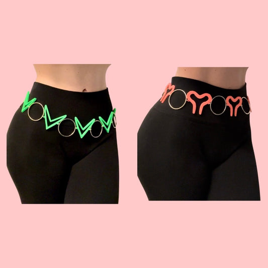 Mr Wobble/Dark Wobble inspired 3d printed Metal Ring Belt- 2 inch rings