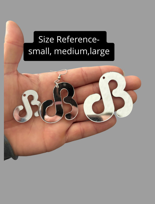 Custom silver mirror acrylic earrings