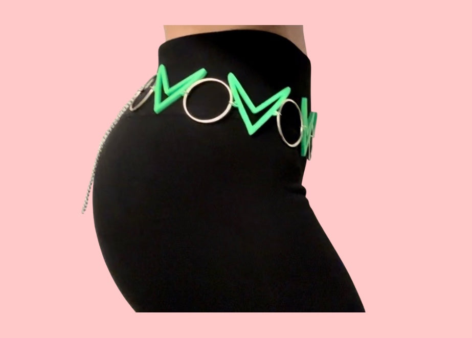 Mr Wobble/Dark Wobble inspired 3d printed Metal Ring Belt- 2 inch rings