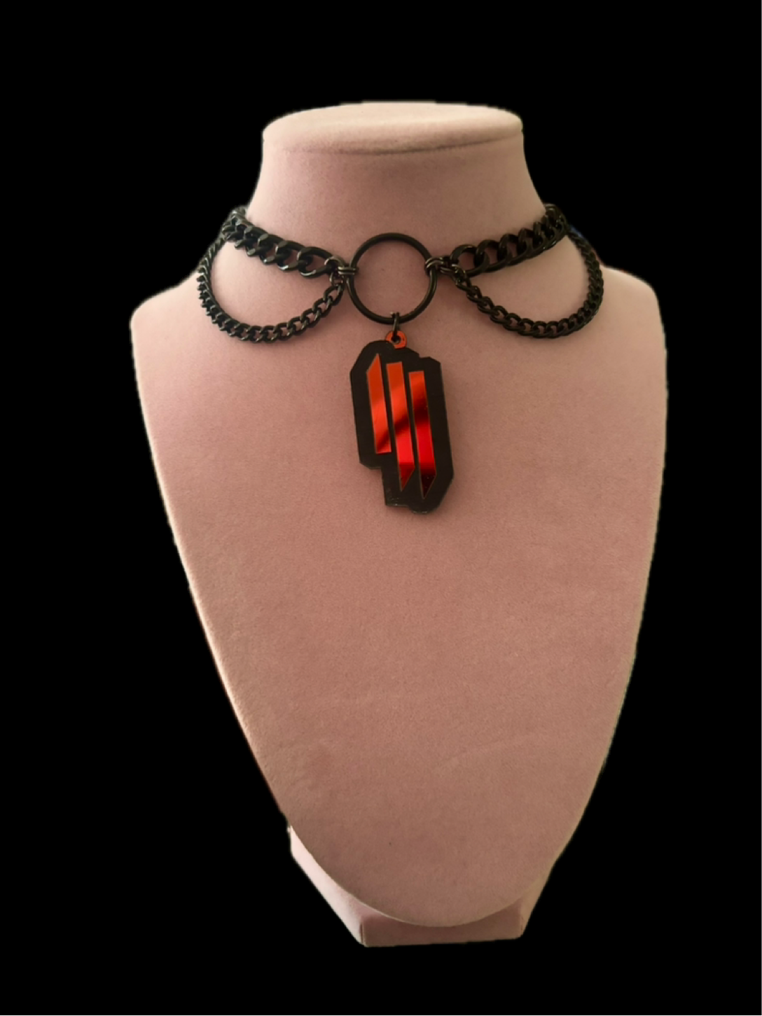 Customizable midnight holographic black chain choker