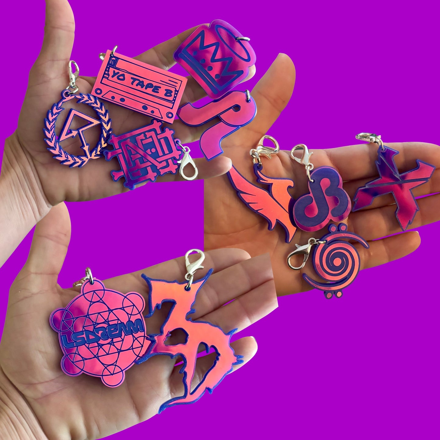 Customizable violet holographic acrylic artist charms