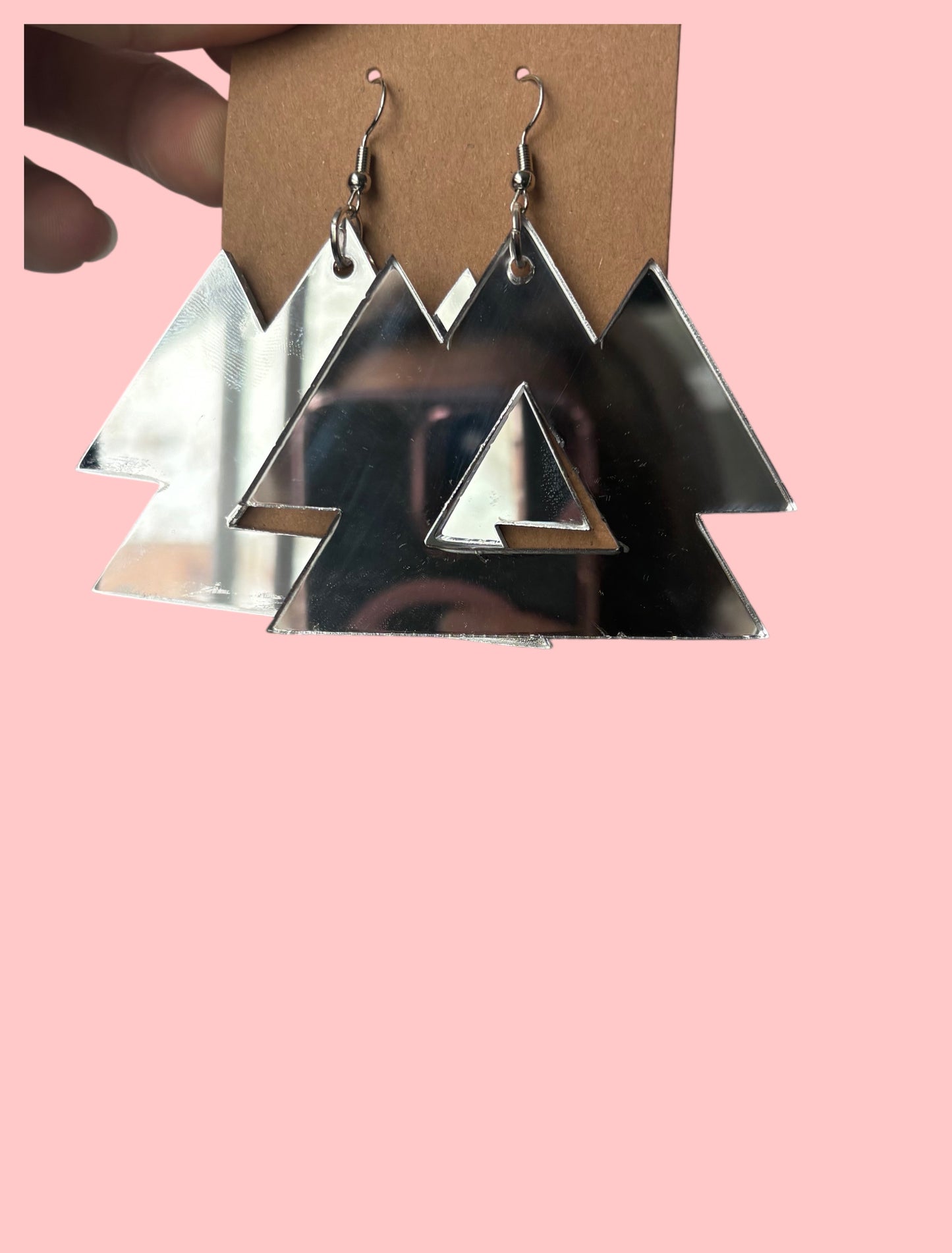 Customizable silver mirror artist inspired acrylic earrings