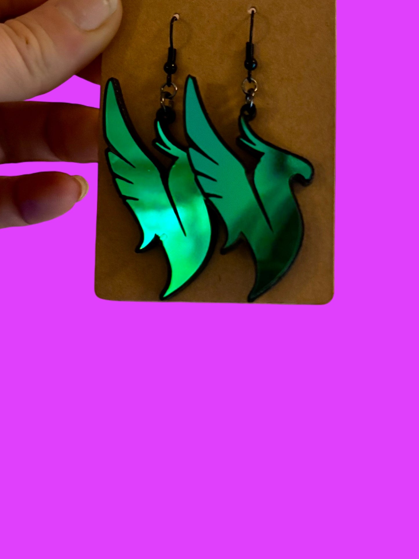 Customizable teal/pine/blue holographic acrylic earrings