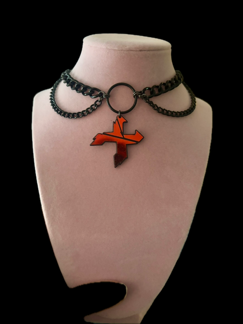 Customizable midnight holographic black chain choker