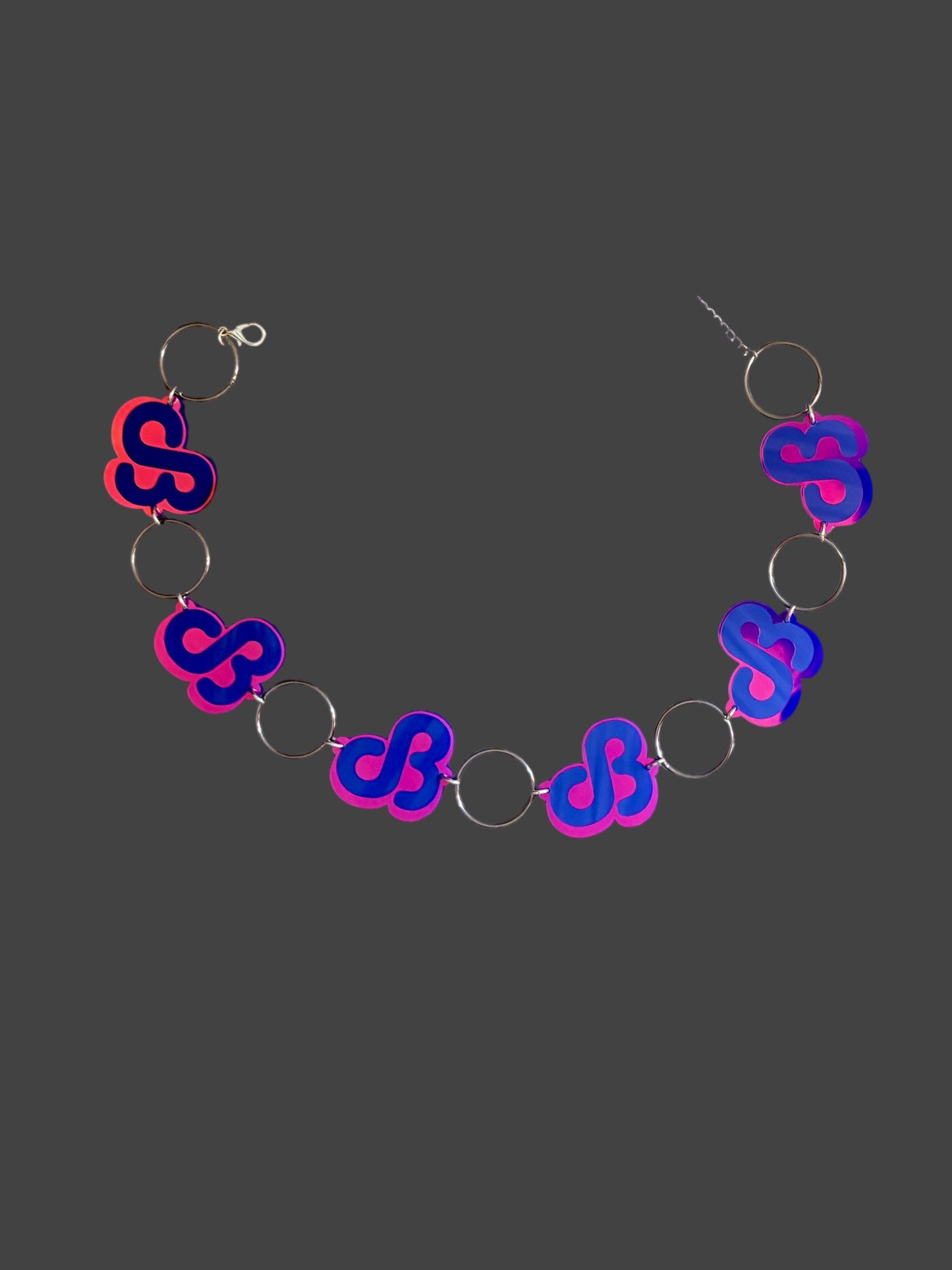 Customizable violet holographic metal ring belt