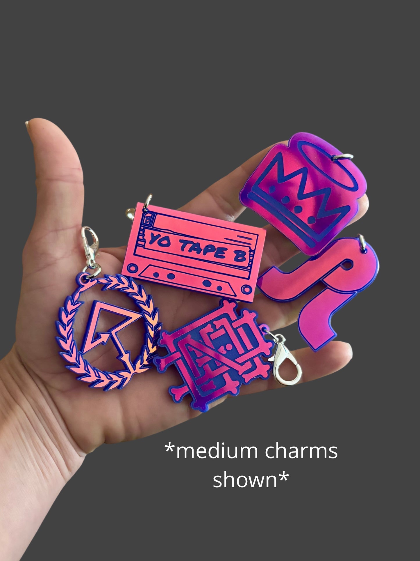 Customizable violet holographic acrylic artist charms