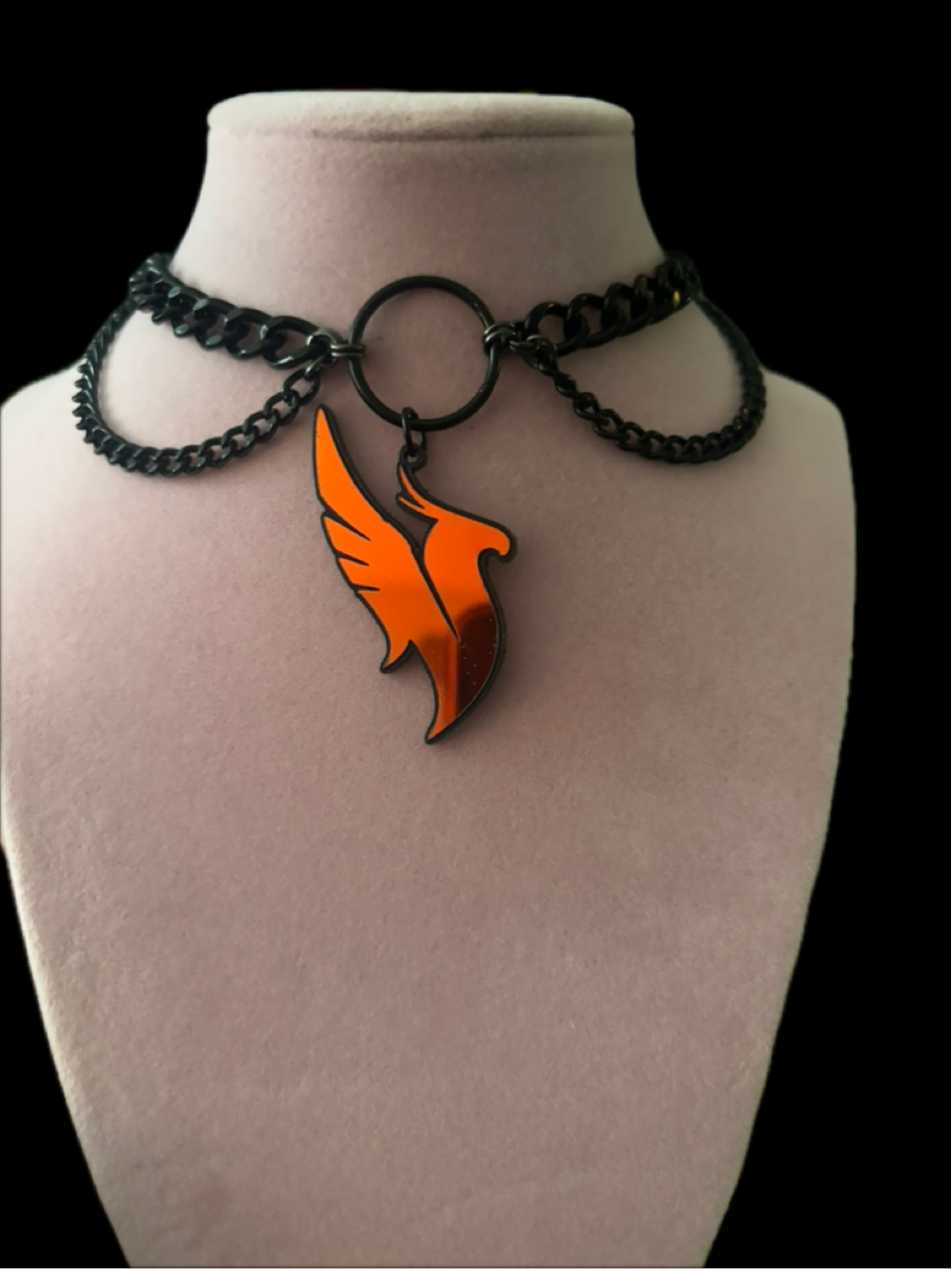 Customizable midnight holographic black chain choker