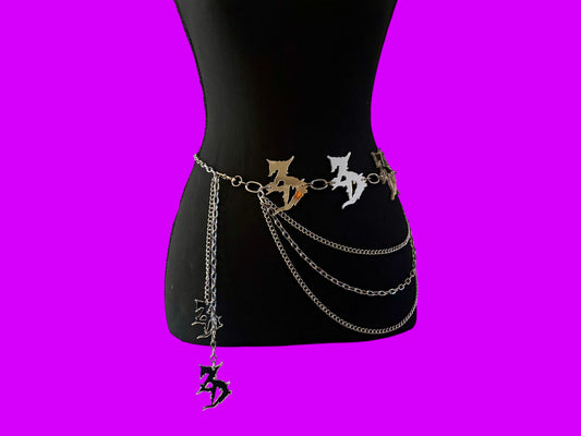 Custom stainless steel & mirror acrylic chain belt