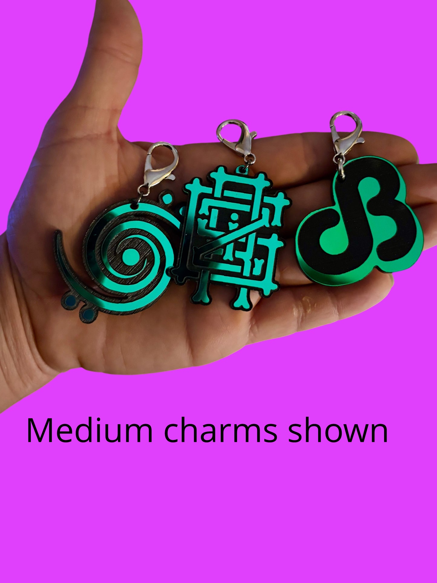 Customizable teal/pine/blue holographic acrylic edm charms