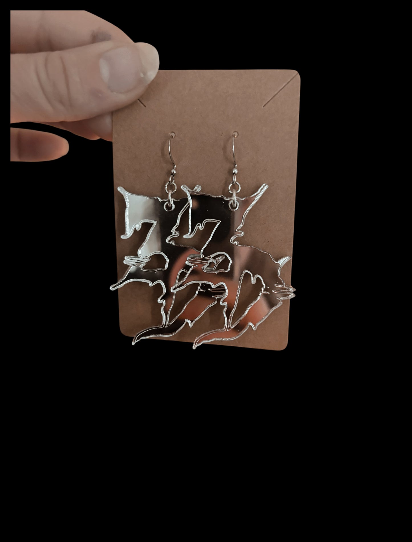 Customizable silver mirror artist inspired acrylic earrings