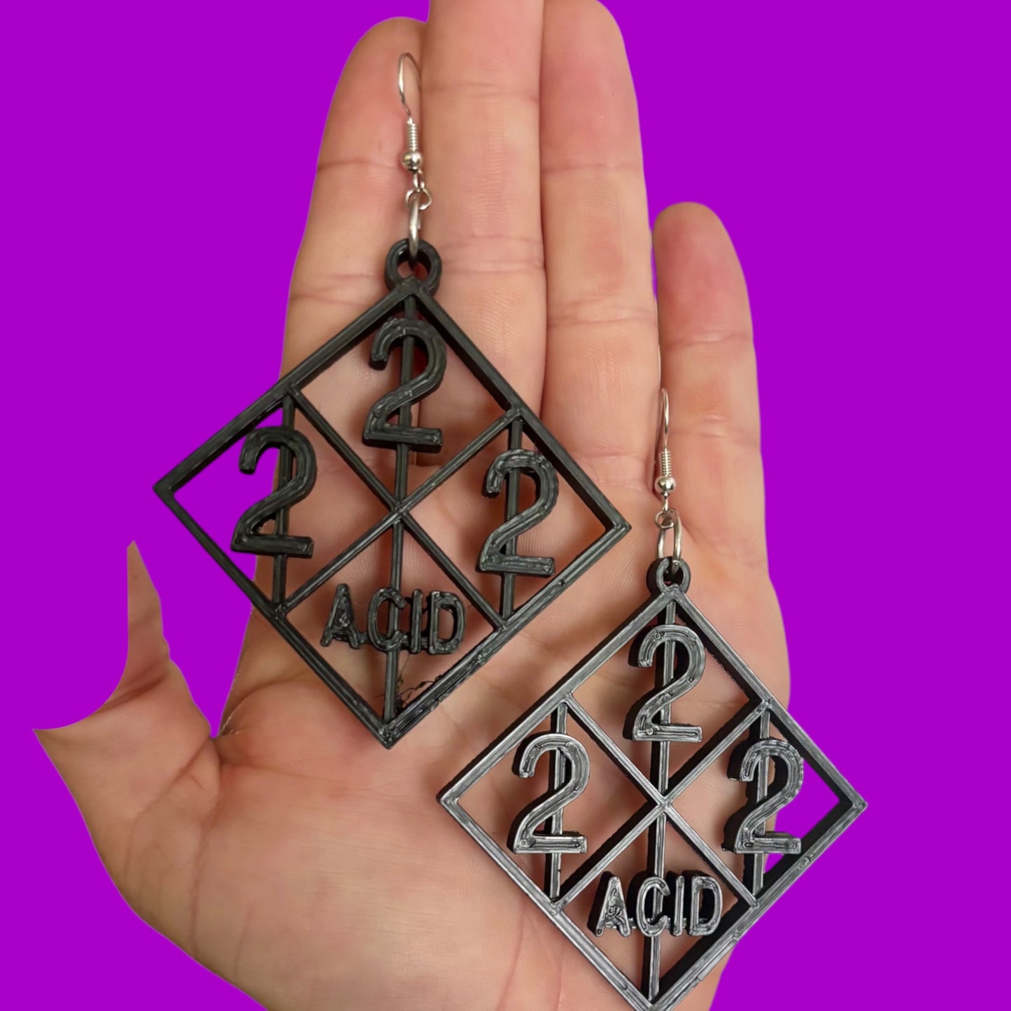 Large black 3d printed Acid earrings