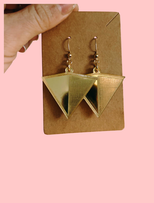 Customizable gold mirror artist inspired acrylic earrings