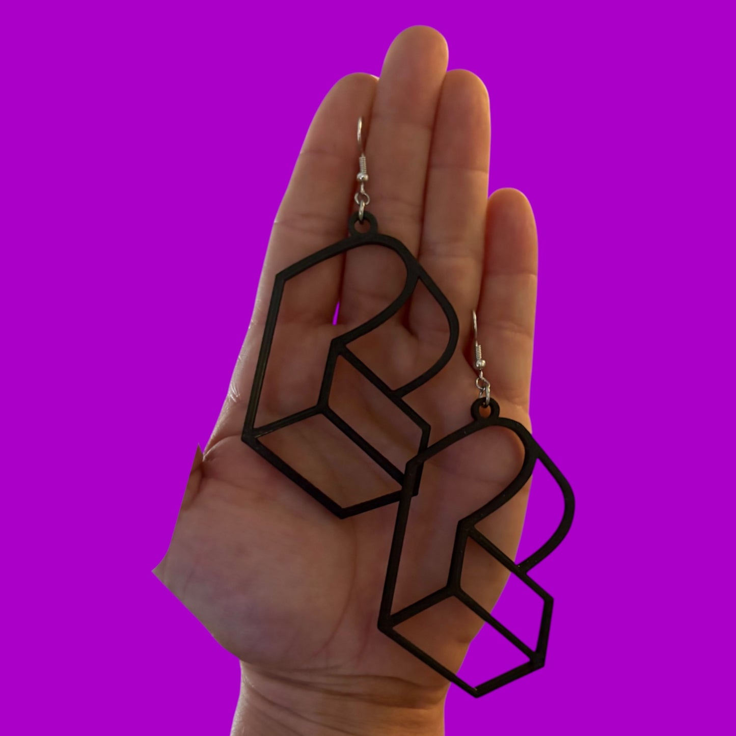 Large black 3d printed PL Earrings