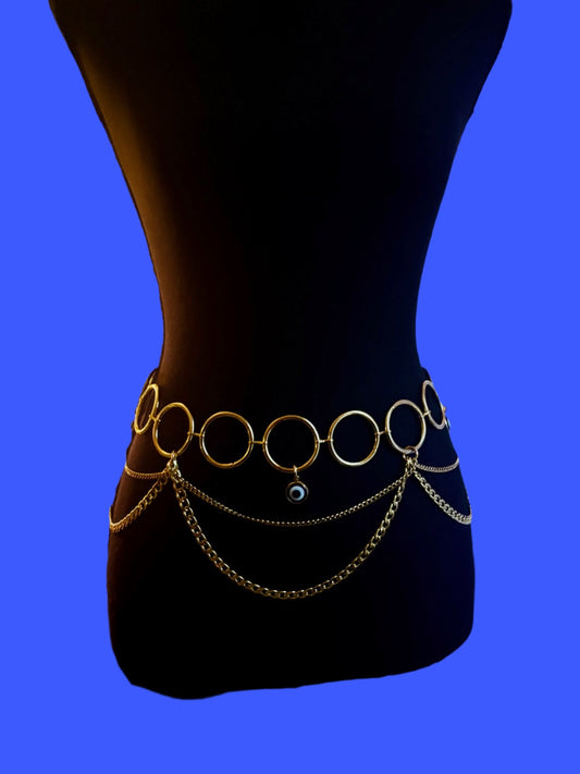 Stainless steel evil eye charm belt