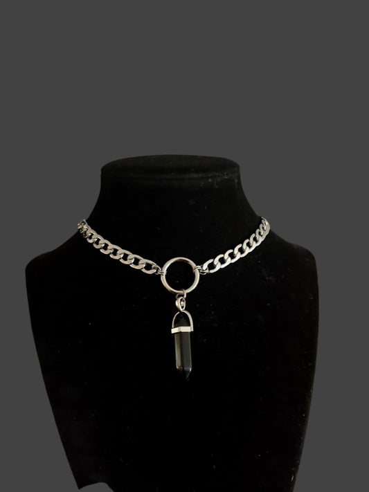 Stainless steel silver crystal chokers