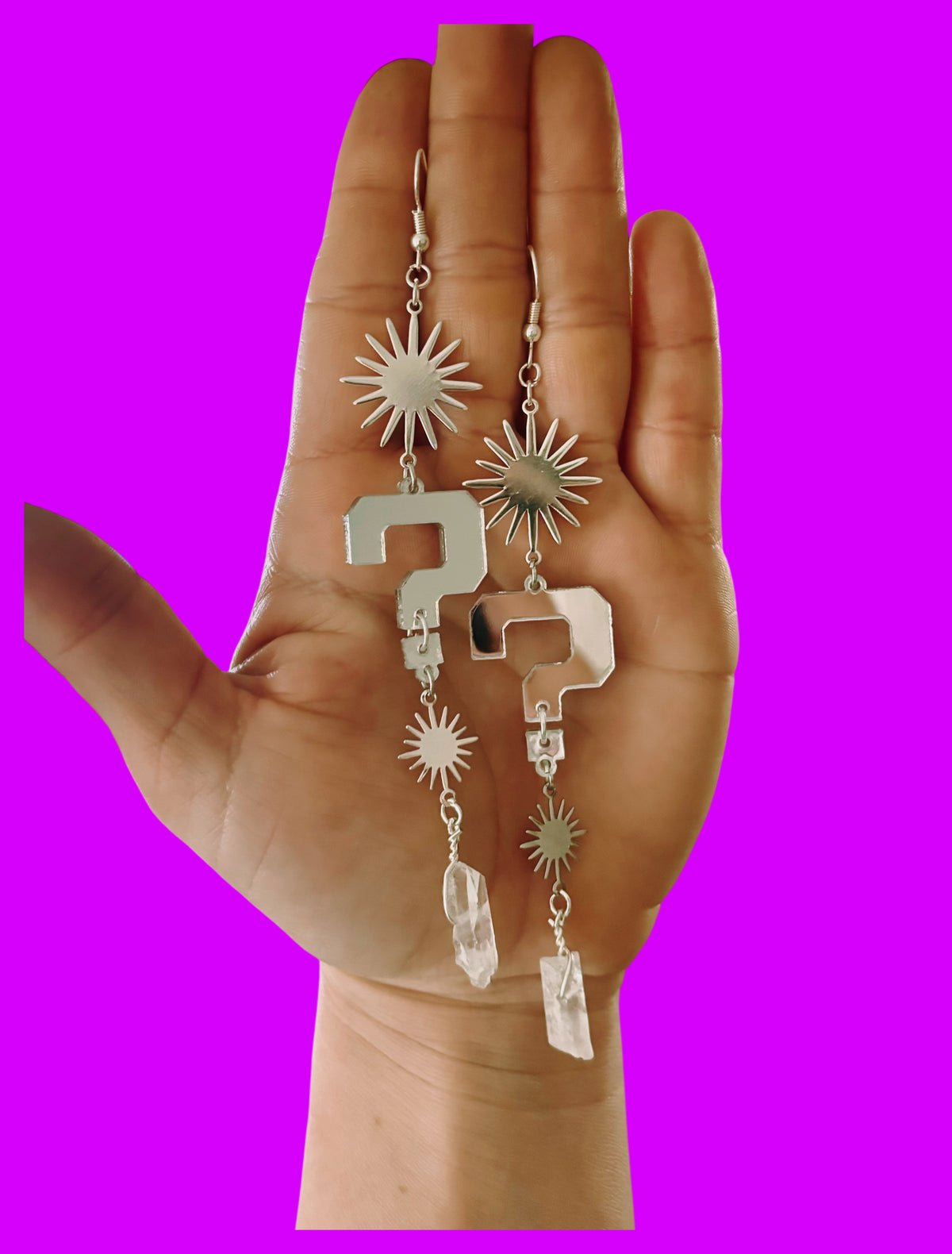 Custom 3d print/ Acrylic Charm Sparkle Crystal earrings