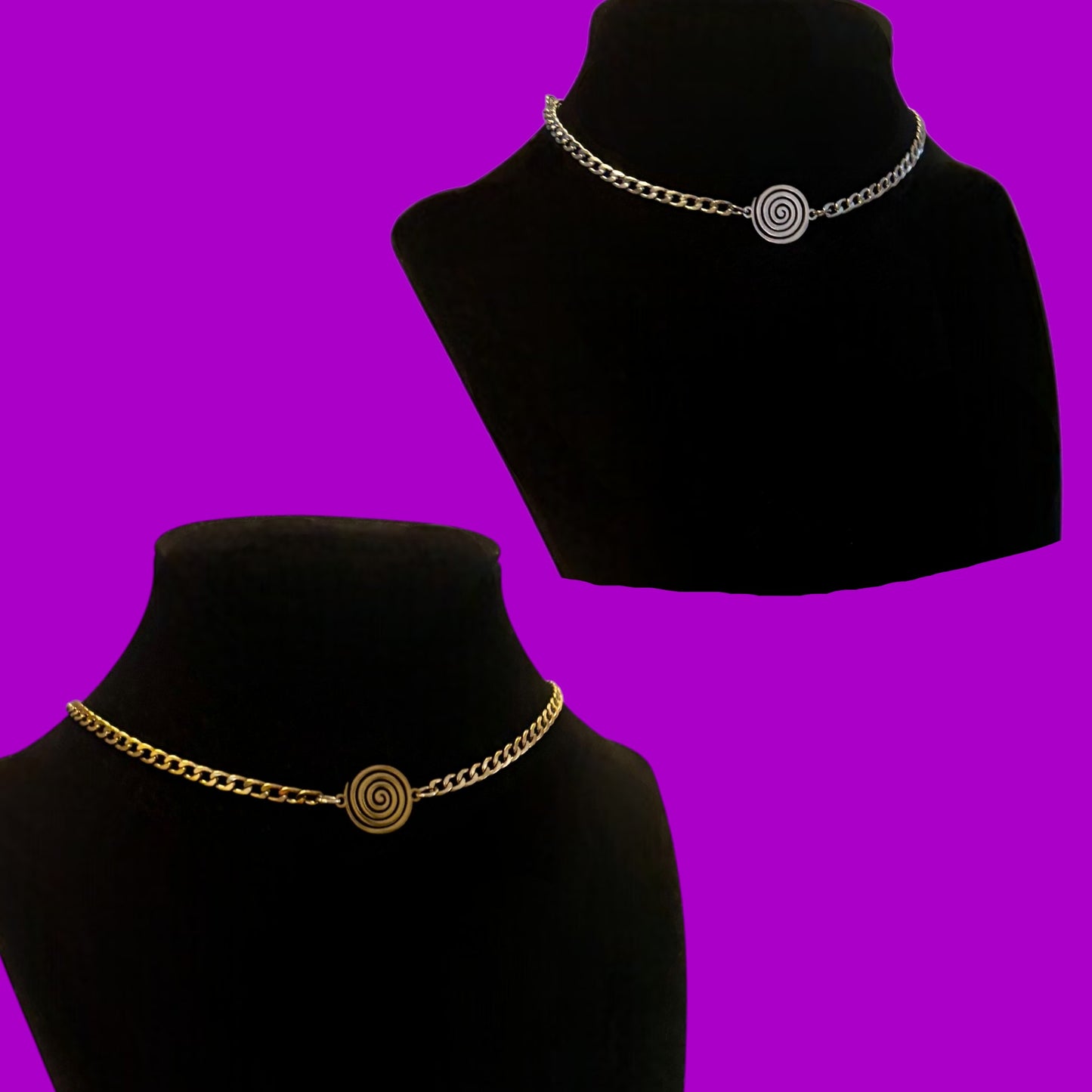 Basic stainless steel swirl layering choker