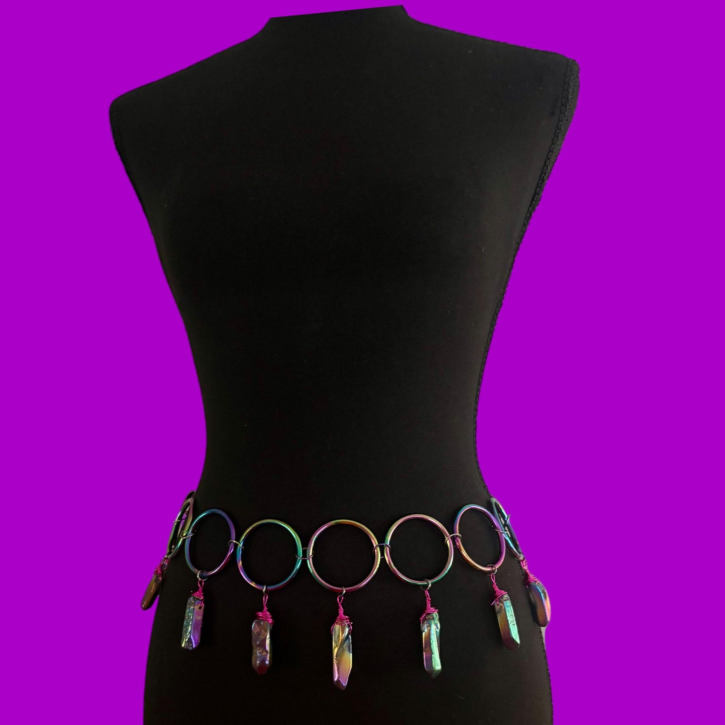 Customizable Holographic stainless steel & crystal ring belt