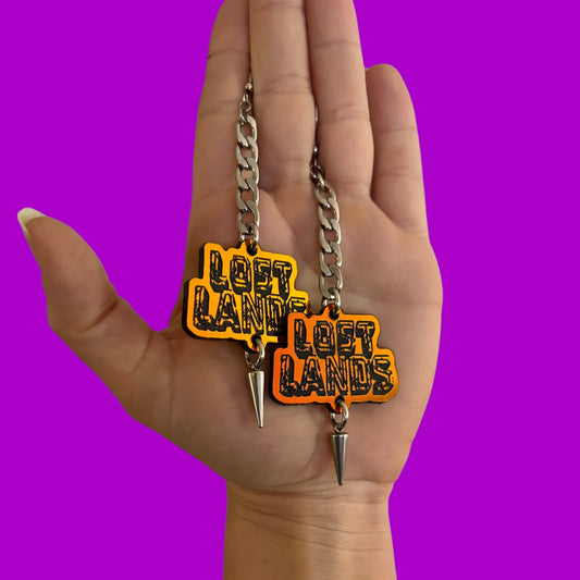 Custom stainless steel studded chain link earrings-Acrylic Charms