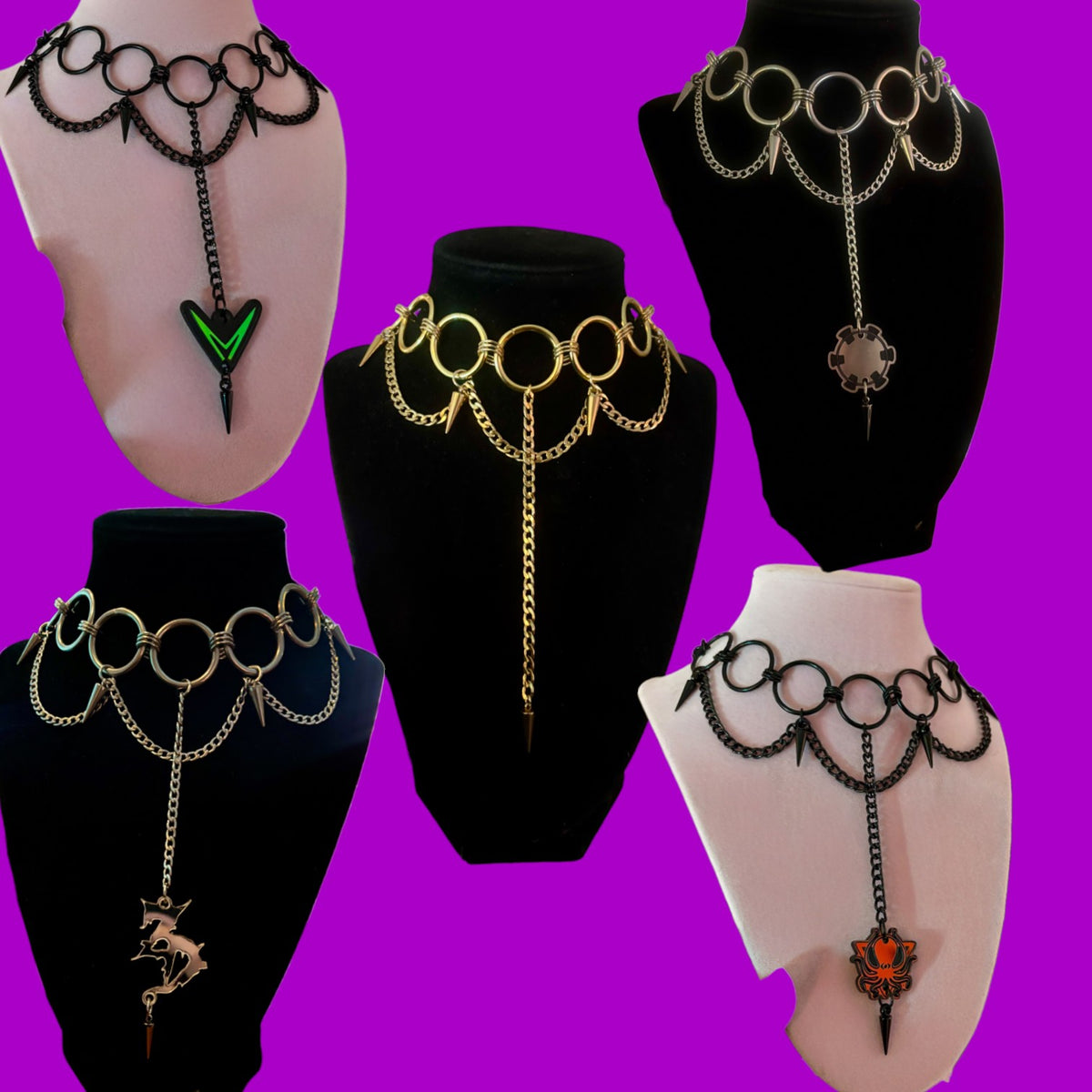 Customizable Studded O-Ring Stainless Steel Choker
