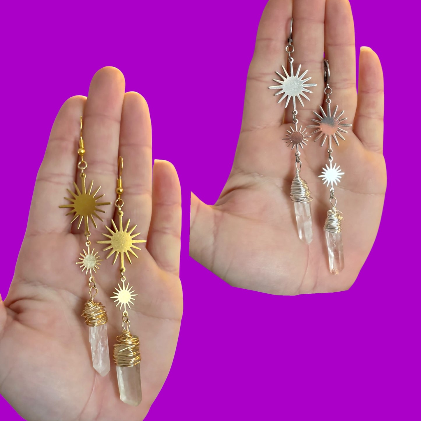 silver or gold sparkle crystal earrings