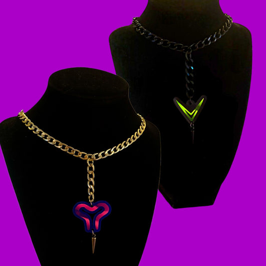Custom stainless steel studded chain link choker-Acrylic Charms