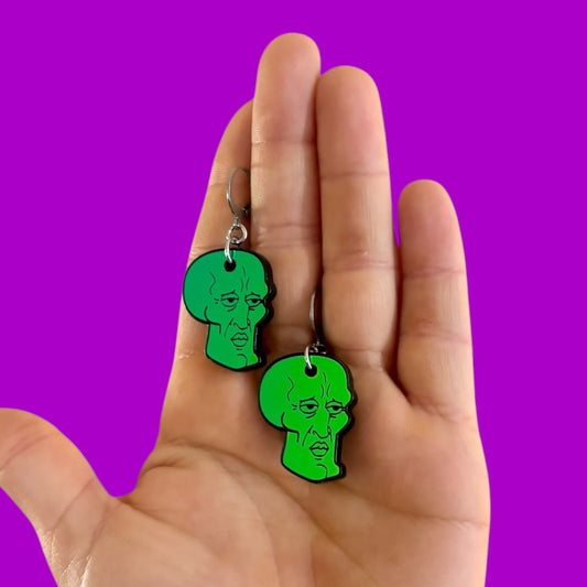 Handsome squidward holographic acrylic earrings